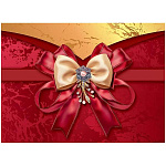 Конверт для подарочного сертификата " Праздник " 170 Бант на красном, 100*74мм, глянцевый УФ-лак, без текста