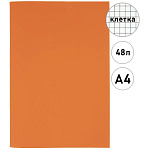 Тетрадь А4 48л клетка " Hatber " SoloMatte- Шафран, офсет, на скобе, обложка - мелованный картон, ламинация soft-touch, запечатанный титульный лист, 1 дизайна в коробке