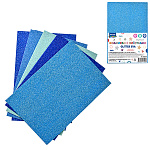 Фоамиран " Mazari " А4 5л 5цв 1,5мм с блестками, оттенки синего, пакет