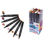 Набор маркеров " Mazari " для скетчинга Fantasia Skin + Wood colors (телесные+древесные цвета)  12цв 3-6,2мм, пулевидный/скошенный, 2-х сторонние, ПВХ упаковка