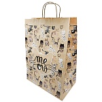 Пакет бумажный крафт " ПЗБМ " 26*35*15см Мяу, крученые ручки