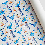 Упаковочная бумага " Интерпак " 68,5см*100см 1 лист Маяк, в рулоне, 90г/м2