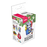 Набор для творчества Новогодний " Lori " Елочная игрушка - Новогодний котенок. В наборе: фигурка, краски, кисть, картонная упаковка