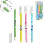 Ручка пиши-стирай " KWELT " Bear, гелевая 0,38мм синяя, с силиконовым ластиком, ассорти 4 дизайна, пластиковая упаковка