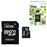 Карта памяти " Mirex " microSDHC 4GB, Class 10, UHS-I, с адаптером