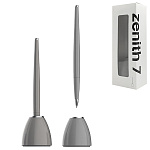 Ручка шариковая настольная " Zenith " 7 Desk Pen, Mud grey, черная, 0,7мм, цвет корпуса- мутный серый, материал корпуса подставки- металл, без клипа, картонная упаковка