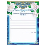 Благодарность родителям за хорошее воспитание сына А5 065 " Открытая планета " без отделки, название, мелованная бумага