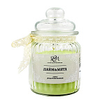 Свеча ароматизированная в банке " РСМ " Лайм, мята, 75*120мм, время горения 45часов, со стеклянной крышкой