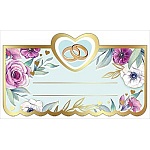 Банкетная карточка свадебная " Праздник " 070 Обручальные кольца, 45*88мм, фольга золотая, текст