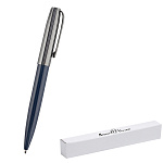 Ручка подарочная шариковая автоматическая " Bruno Visconti " Napoli синяя 1,0мм, поворотный механизм, металлический корпус, цвет корпуса синий, вороненая сталь, толщина письма 0,7мм, подарочная упаковка