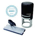 Печать самонаборная автоматическая " deVente " 8010, 1 круг, d=40мм синяя, в комплекте: штемпельная подушка, основная касса, пинцет, пластиковая, soft touch, в блистере