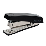 Степлер Eco №10 на 15л " Silwerhof " 50скоб пластик/металл, встроенный антистеплер, один режим скрепления скоб, глубина закладки бумаги 50мм, черный, картонная упаковка