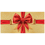 Конверт для денег " Мир открыток " 4-15 Без названия- Красно-золотой бант, 168*83мм, без отделки, без текста