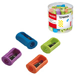 Точилка " deVente " 1 отверстие, без контейнера, в пластиковой тубе, ассорти