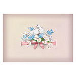 Конверт для подарочного сертификата " Мир поздравлений " 165 Свадьба- Птицы, розовый бант, 195*140мм