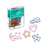 Скрепки " Глобус " 28-45мм металлические, фигурные, Ассорти 25шт, пакет, европодвес