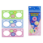 Спирограф " Basir " в комплекте: линейка-калейдоскоп 20см, 3 круглых вкладыша разного размера, пакет, европодвес