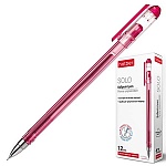 Ручка шариковая " Hatber " Solo красная 0,7мм, толщина письма 0,35мм, трехгранный корпус, игольчатый пишущий узел, чернила на маслянной основе, рифленый держатель, металлический наконечник, непрозначный пластиковый корпус, картонная упаковка