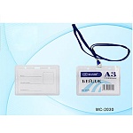 Бейдж " Basir " 115*92мм на шнурке прозрачный пластиковый с прищепкой