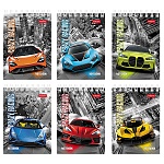 Блокнот МАЛЫЙ ФОРМАТ А7 спираль сверху 40л " Hatber " Автопанорама (ассорти), клетка, обложка - мелованный картон, 6 дизайнов