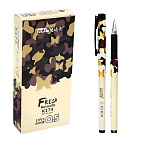 Ручка гелевая " Basir " Butterfly черная 0,5мм, толщина письма 0,25мм, рифленый держатель, корпус бежевого цвета с рисунком бабочки, картонная упаковка