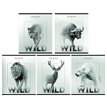 Тетрадь А5 48л клетка " ПЗБМ " Дикий зверь, офсет, на скобе, обложка - мелованный картон, матовая ламинация, 5 дизайнов в спайке