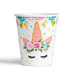 Стаканы бумажные " Голова Единорога " 190мл полноцвет в наборе 6шт