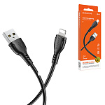 Кабель сетевой USB - Lightning " Borofone " BX51 Triumph черный, круглый, 1м, 2,4А, силикон