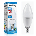 Лампа светодиодная " Smartbay " С37, 12Вт Е14, холодный белый, свеча, картонная упаковка