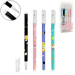 Ручка пиши-стирай " KWELT " Корги, гелевая 0,38мм синяя, с силиконовым ластиком, ассорти 4 дизайна, пластиковая упаковка