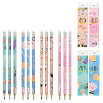 Карандаш ч/гр " Basir " Лапки HB с ластиком, шестигранный, дерево, цвет корпуса- ассорти, заточенный