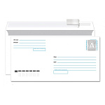 Конверт Е65/DL (110*220мм) белый, Куда-Кому, отрывная лента, 80г/м, внутренняя запечатка, прямой клапан