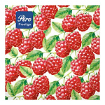 Салфетки бумажные 3-слойные " Pero " Prestige Ягода-малина, 20шт, 100% целлюлоза, 33*33см