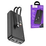 Аккумулятор внешний " Hoco " J118 Speed energy, 10000mAh, 2 USB, Type-C (in), micro USB (in), 2 встроенных кабеля (Lightning (out) + Type-C (out)) 2A, LED индикатор уровня заряда, чёрный, пластик