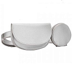 Комплект сумок поясных " OrsOro " 17*12*4см 2шт Белые, 1 отделение, большая с клапаном на магнитной кнопке, малая на молнии, экокожа
