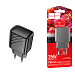 Блок питания сетевой " Hoco " CS24A Puerto, чёрный, 3,0А, PD25W, Type-C, пластик (кабель в комплект не входит)