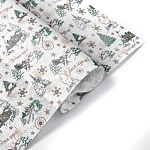 Упаковочная бумага Новогодняя тишью " Интерпак " 70см*40м в рулоне, Во дворе, 18г/м2