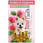 Ложка сувенирная " Радости и улыбок! " 14,5см, блестки в лаке, нержавеющая сталь