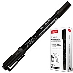 Маркер " Hatber " 2WAY черный 0,5-1мм двухсторонний пулевидный наконечник перманентный