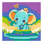 Картина по номерам " Lori " 20*20см Слоник, состав набора: холст с контуром на подрамнике, краски, кисть, инструкция, картонная упаковка