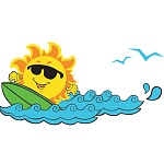 Бирка багажная " Хорошо " 56*31мм Солнышко на волнах- светоотражающая пленка, цепочка