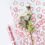 Упаковочная пленка " Браво " 70см*9,14м в рулоне, Сердца красная, 40мкм