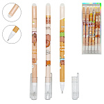 Ручка пиши-стирай " KWELT " Capybara, гелевая 0,38мм синяя, с силиконовым ластиком, ассорти 3 дизайна, пластиковая упаковка