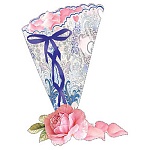 Кулечек для лепестков " Праздник " 475 Серебряные узоры 250*120мм, фольга серебряная текстурная, вырубка, лента