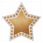 Украшение на скотче " Праздник " 410 Звезда, 196х196мм, блёстки золотые в лаке, вспененный скотч
