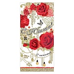 Конверт для денег " Праздник " 425 С Юбилеем! Красные розы, 168*82мм, блёстки в лаке, текст