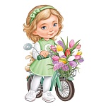 Плакат фигурный " Империя поздравлений " 933 А3 Девочка с велосипедом, без отделки