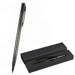 Ручка подарочная шариковая автоматическая " Bruno Visconti " Palermo синяя 0,7мм, толщина письма 0,5мм, поворотный механизм, корпус- нержавеющая сталь, покрытие soft touch, цвет корпуса вороненая сталь, металлический наконечник, металлический клип, черный