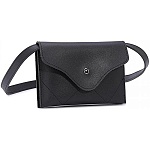 Сумка поясная " OrsOro " 19*12*2см Черная, 2 отделение, клапан на магнитной кнопке, экокожа