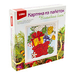 Картина из пайеток Новогодняя " Lori " 20*25см Мешок подарков, основа, цветная схема, разноцветные пайетки, пины-гвоздики, инструкция